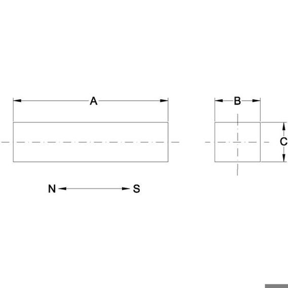 Eckiger Magnet 12.5 x 5.0 x 40.0 mm