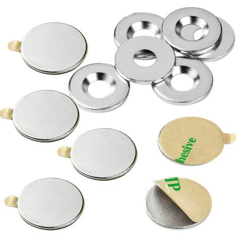 15mm Selbstklebende Scheibenmagnete mit Metallscheiben | 12er Set